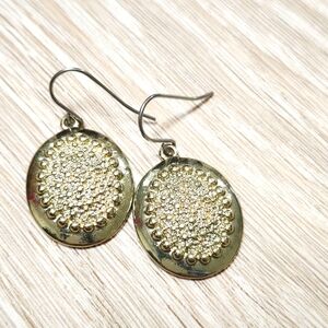 Gold Toned Oval Dangle Earrings